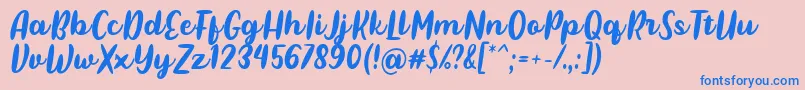 フォントPulen Font by Rifki 7NTypes – ピンクの背景に青い文字