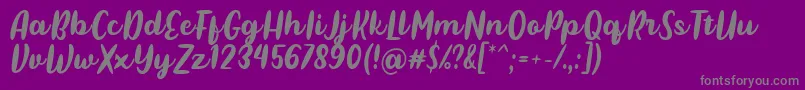 Pulen Font by Rifki 7NTypes-fontti – harmaat kirjasimet violetilla taustalla