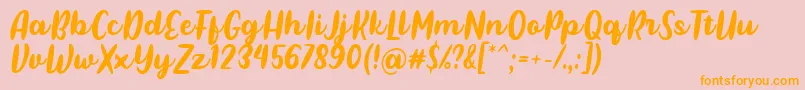 Pulen Font by Rifki 7NTypes Font – Orange Fonts on Pink Background