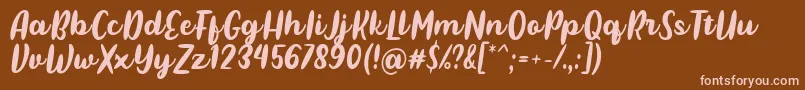 Pulen Font by Rifki 7NTypes-Schriftart – Rosa Schriften auf braunem Hintergrund