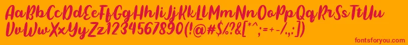 Pulen Font by Rifki 7NTypes Font – Red Fonts on Orange Background