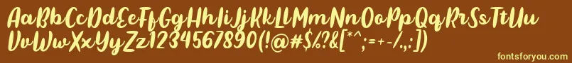 フォントPulen Font by Rifki 7NTypes – 黄色のフォント、茶色の背景