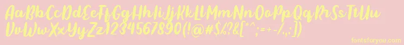 Fonte Pulen Font by Rifki 7NTypes – fontes amarelas em um fundo rosa