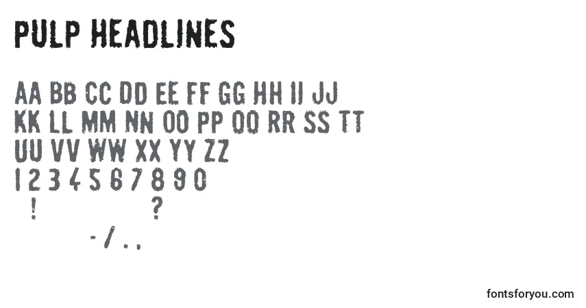 Pulp Headlines Font – alphabet, numbers, special characters