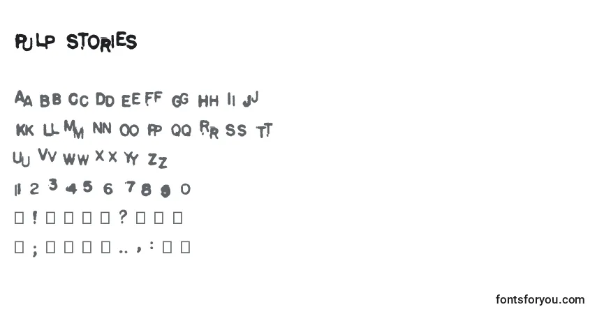 Czcionka Pulp Stories – alfabet, cyfry, specjalne znaki