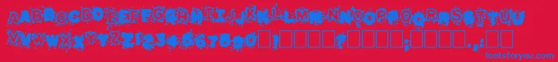 フォントPulpatone – 赤い背景に青い文字
