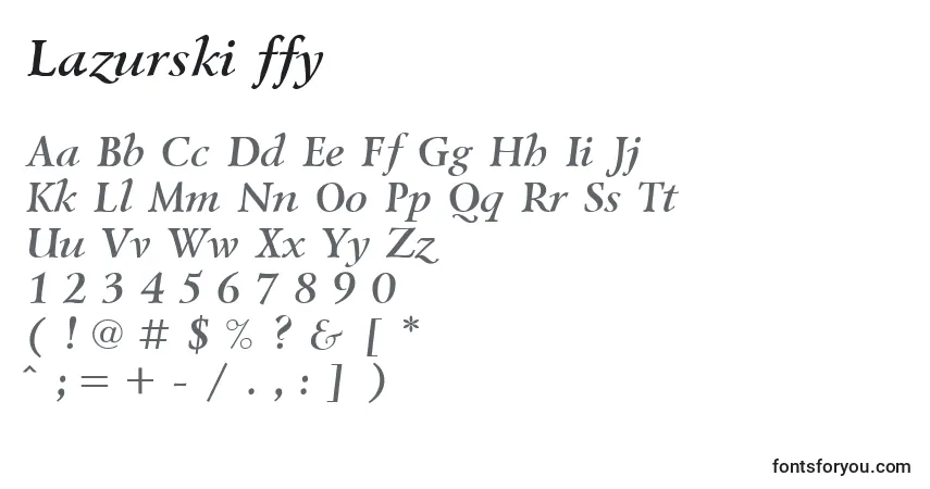 Czcionka Lazurski ffy – alfabet, cyfry, specjalne znaki