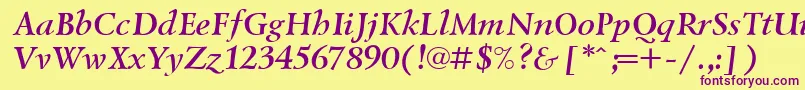 Lazurski ffy Font – Purple Fonts on Yellow Background