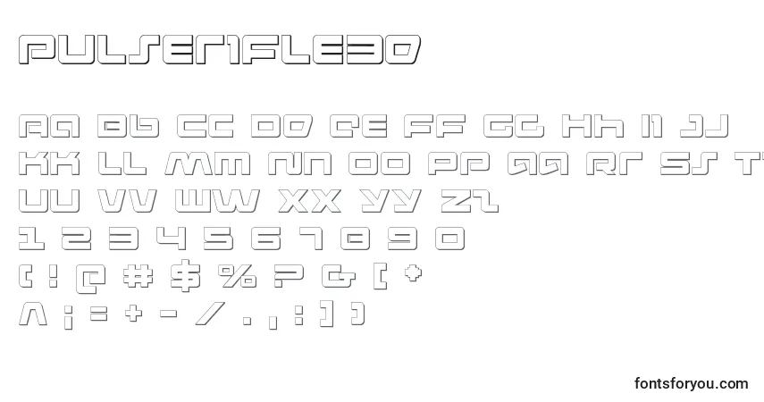 Schriftart Pulserifle3d (137491) – Alphabet, Zahlen, spezielle Symbole