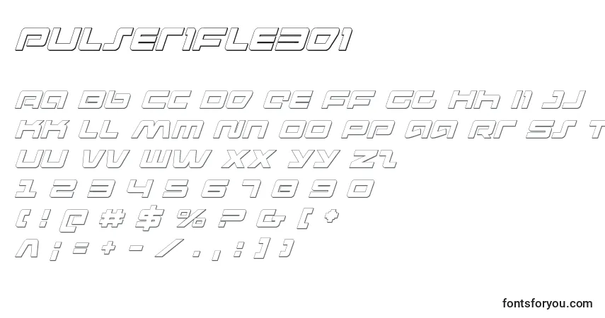 Schriftart Pulserifle3di (137492) – Alphabet, Zahlen, spezielle Symbole