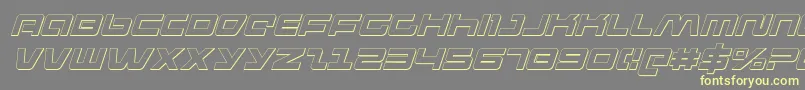 pulserifle3di-Schriftart – Gelbe Schriften auf grauem Hintergrund
