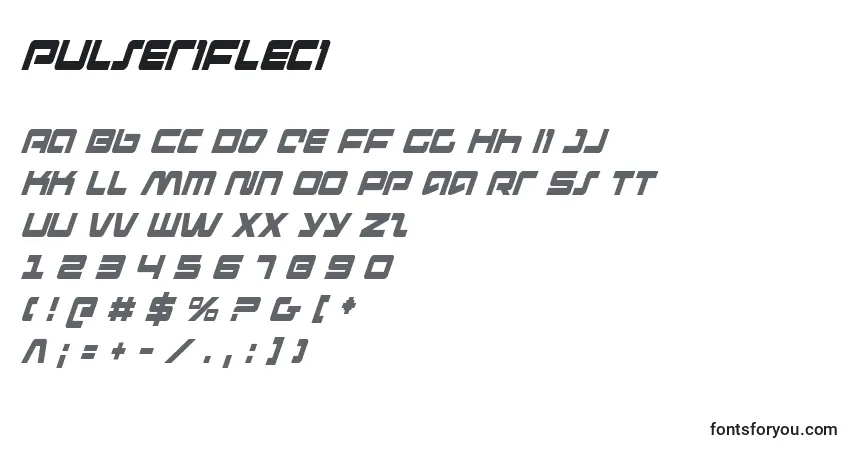 Schriftart Pulserifleci (137496) – Alphabet, Zahlen, spezielle Symbole
