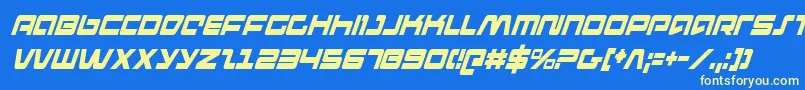 フォントpulserifleci – 黄色の文字、青い背景