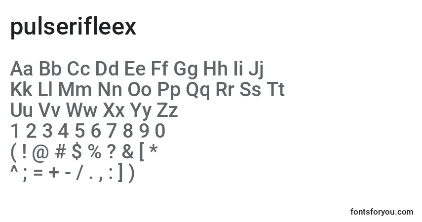 Schriftart Pulserifleex (137497) – Alphabet, Zahlen, spezielle Symbole