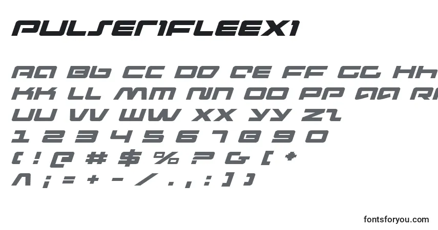 Schriftart Pulserifleexi (137498) – Alphabet, Zahlen, spezielle Symbole