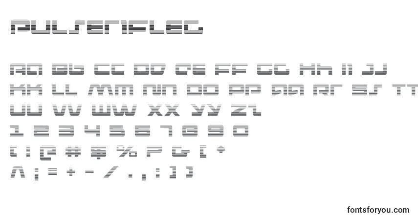 Schriftart Pulserifleg (137499) – Alphabet, Zahlen, spezielle Symbole