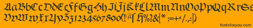 Schwabach-Schriftart – Schwarze Schriften auf orangefarbenem Hintergrund