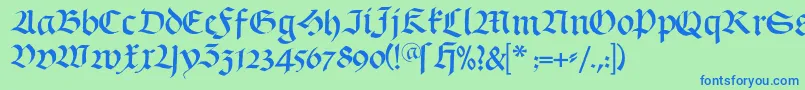 フォントSchwabach – 青い文字は緑の背景です。