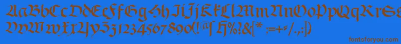 Schwabach-Schriftart – Braune Schriften auf blauem Hintergrund
