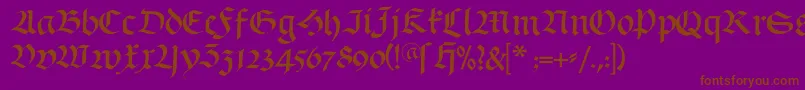 Schwabach-Schriftart – Braune Schriften auf violettem Hintergrund