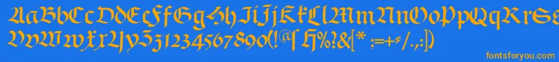 Schwabach Font – Orange Fonts on Blue Background