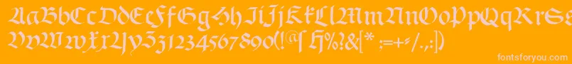 Schwabach-Schriftart – Rosa Schriften auf orangefarbenem Hintergrund
