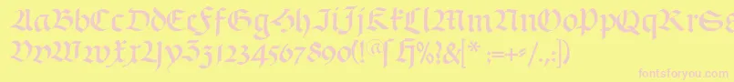 Schwabach-Schriftart – Rosa Schriften auf gelbem Hintergrund