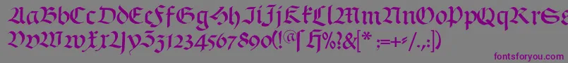 フォントSchwabach – 紫色のフォント、灰色の背景
