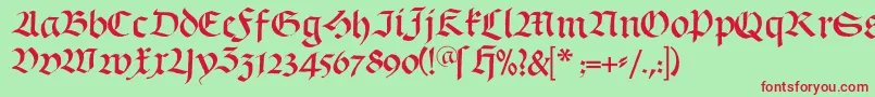 Schwabach-Schriftart – Rote Schriften auf grünem Hintergrund