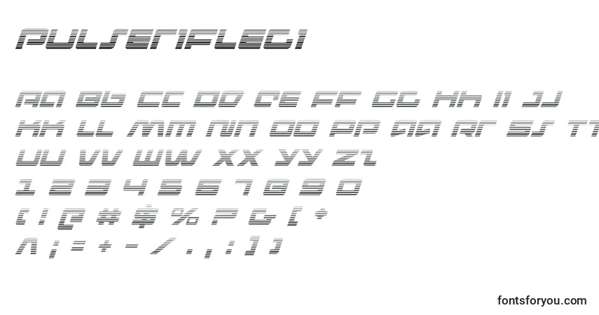 Pulseriflegi (137500)-fontti – aakkoset, numerot, erikoismerkit