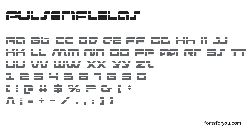 A fonte Pulseriflelas (137502) – alfabeto, números, caracteres especiais