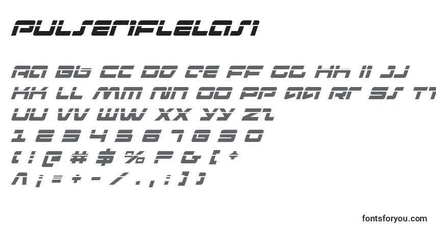Schriftart Pulseriflelasi (137503) – Alphabet, Zahlen, spezielle Symbole
