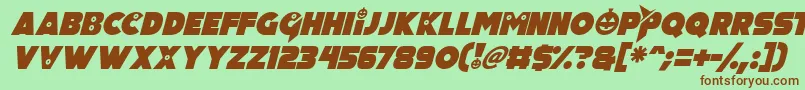 Fonte Pumpkin King Italic – fontes marrons em um fundo verde