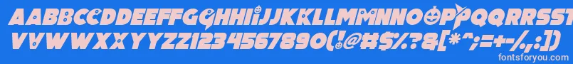 Pumpkin King Italic Font – Pink Fonts on Blue Background