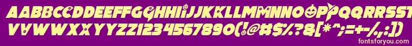 Fonte Pumpkin King Italic – fontes amarelas em um fundo roxo