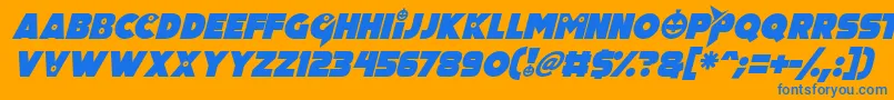 Pumpkin King Italic Font – Blue Fonts on Orange Background