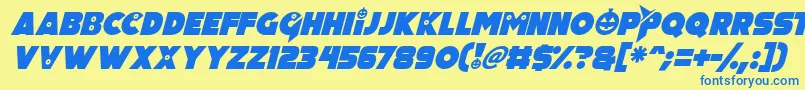 Pumpkin King Italic Font – Blue Fonts on Yellow Background