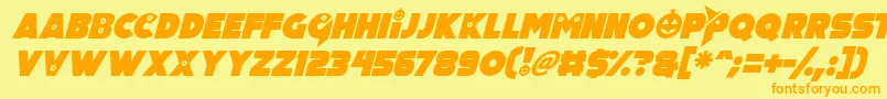 Pumpkin King Italic-Schriftart – Orangefarbene Schriften auf gelbem Hintergrund