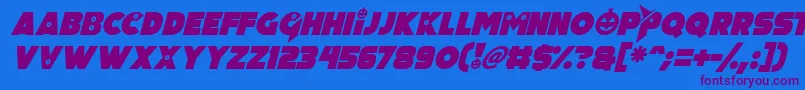 Pumpkin King Italic-Schriftart – Violette Schriften auf blauem Hintergrund