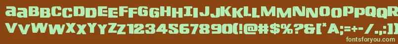 Lefthandlukestag-fontti – vihreät fontit ruskealla taustalla
