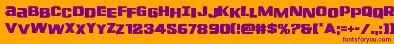 Lefthandlukestag-Schriftart – Violette Schriften auf orangefarbenem Hintergrund