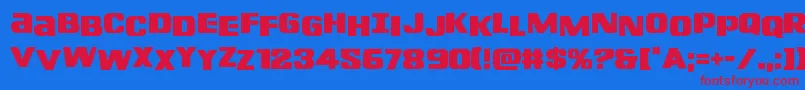 Lefthandlukestag-fontti – punaiset fontit sinisellä taustalla