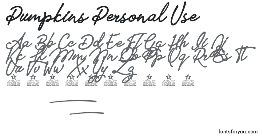 Шрифт Pumpkins Personal Use – алфавит, цифры, специальные символы