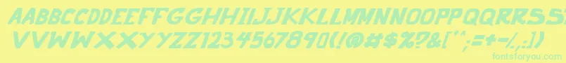 punch it PGS Bold Italic Font – Green Fonts on Yellow Background