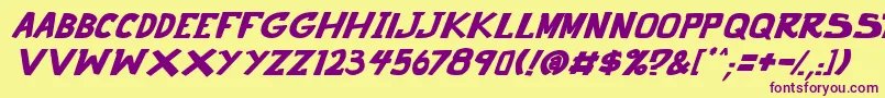 punch it PGS Bold Italic Font – Purple Fonts on Yellow Background