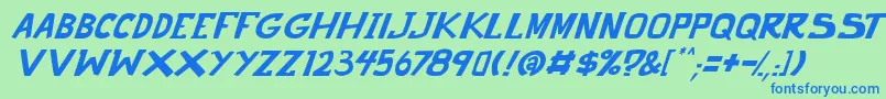 フォントpunch it PGS Italic – 青い文字は緑の背景です。