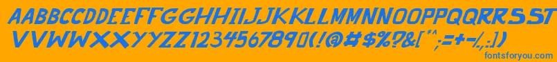 punch it PGS Italic Font – Blue Fonts on Orange Background