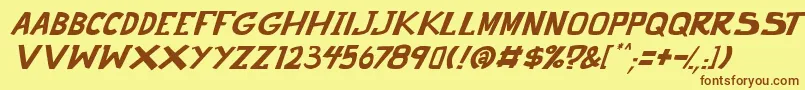 punch it PGS Italic Font – Brown Fonts on Yellow Background