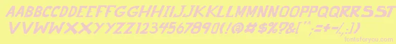 Czcionka punch it PGS Italic – różowe czcionki na żółtym tle