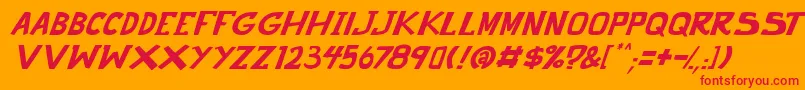 Fonte punch it PGS Italic – fontes vermelhas em um fundo laranja